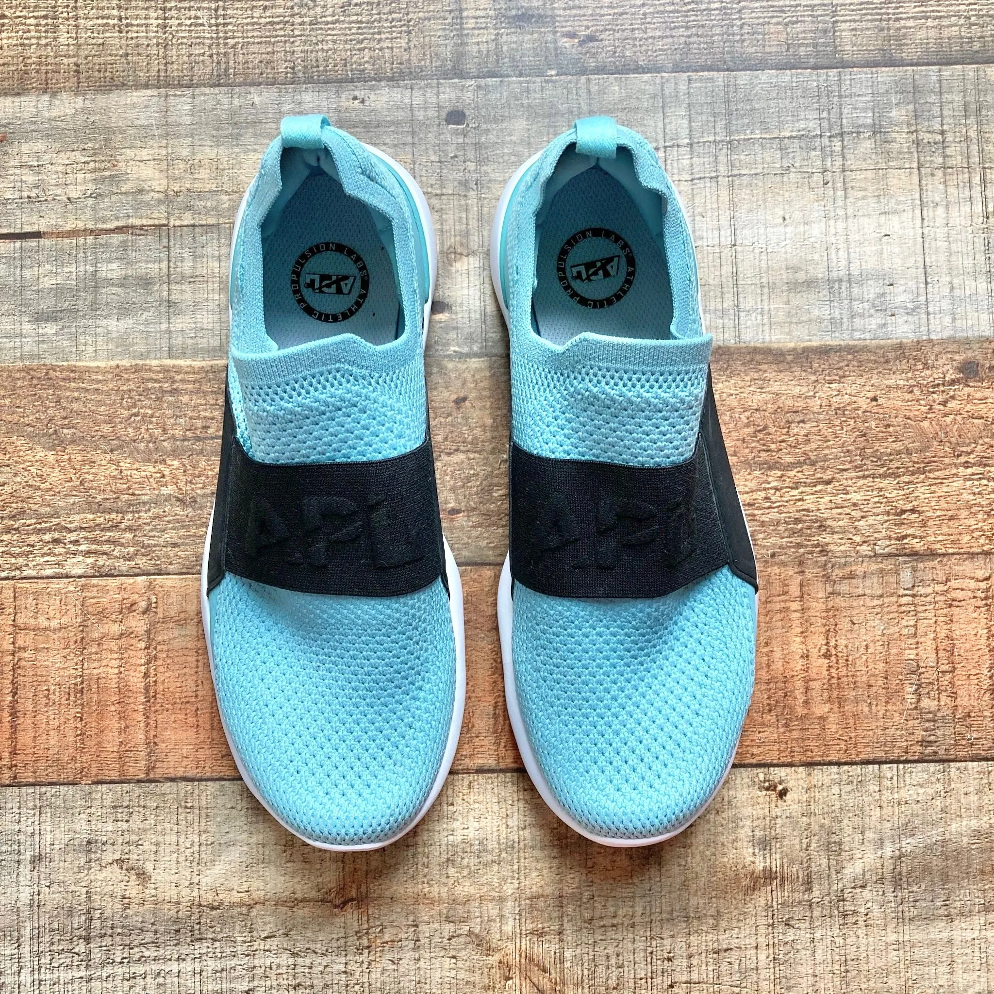 APL Teal with Black Embossed Elastic Strap Sneakers- Size 7.5 (see notes)