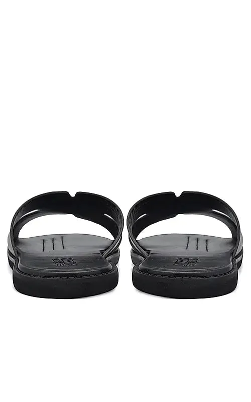 Black Leather Slippers