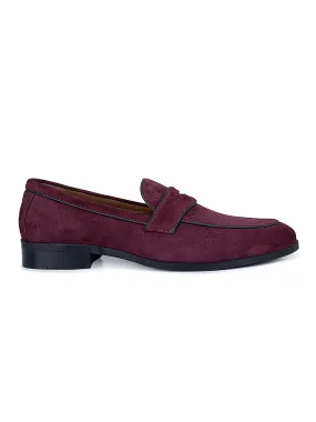 Burgundy Suede Leather Loafers