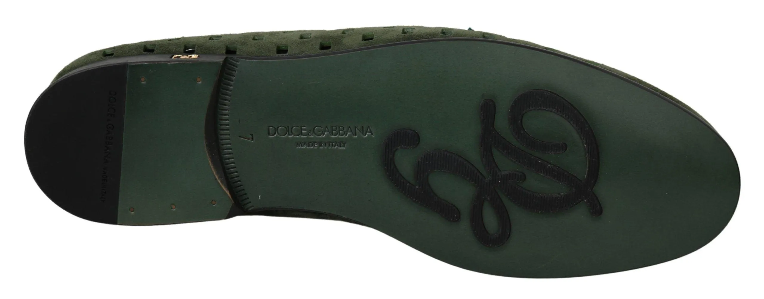 Dolce & Gabbana Elegant Green Suede Loafers for Herre