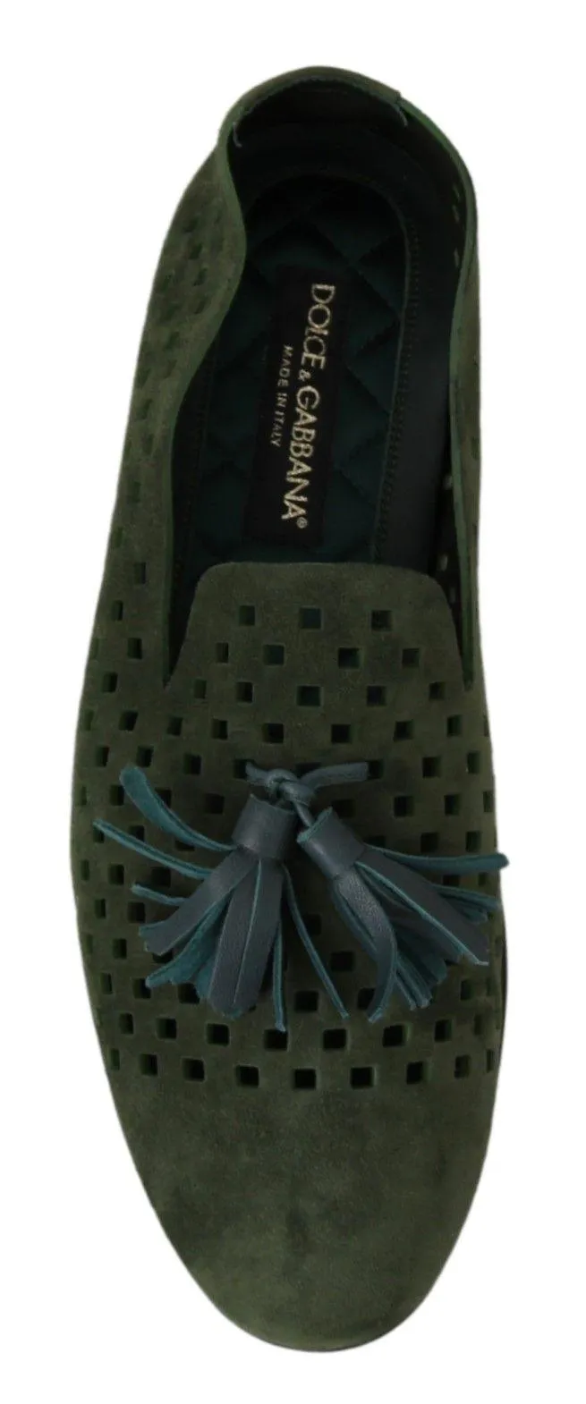 Dolce & Gabbana Elegant Green Suede Loafers for Herre