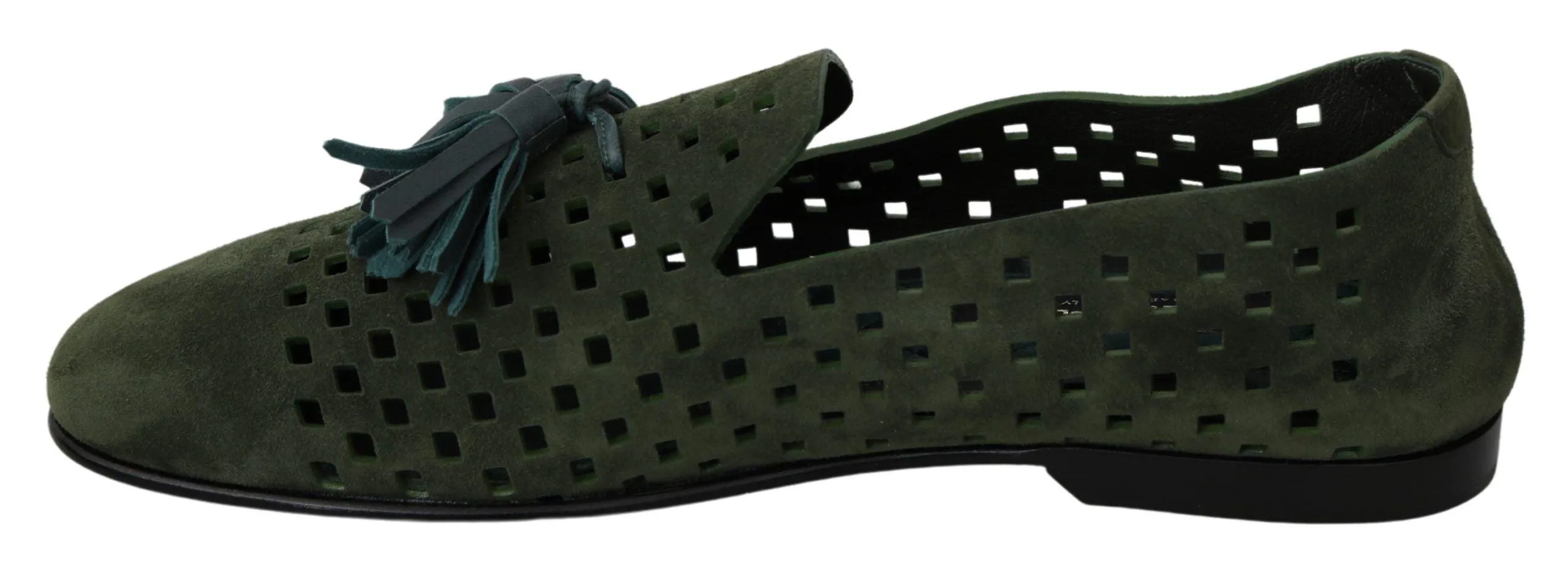 Dolce & Gabbana Elegant Green Suede Loafers for Herre