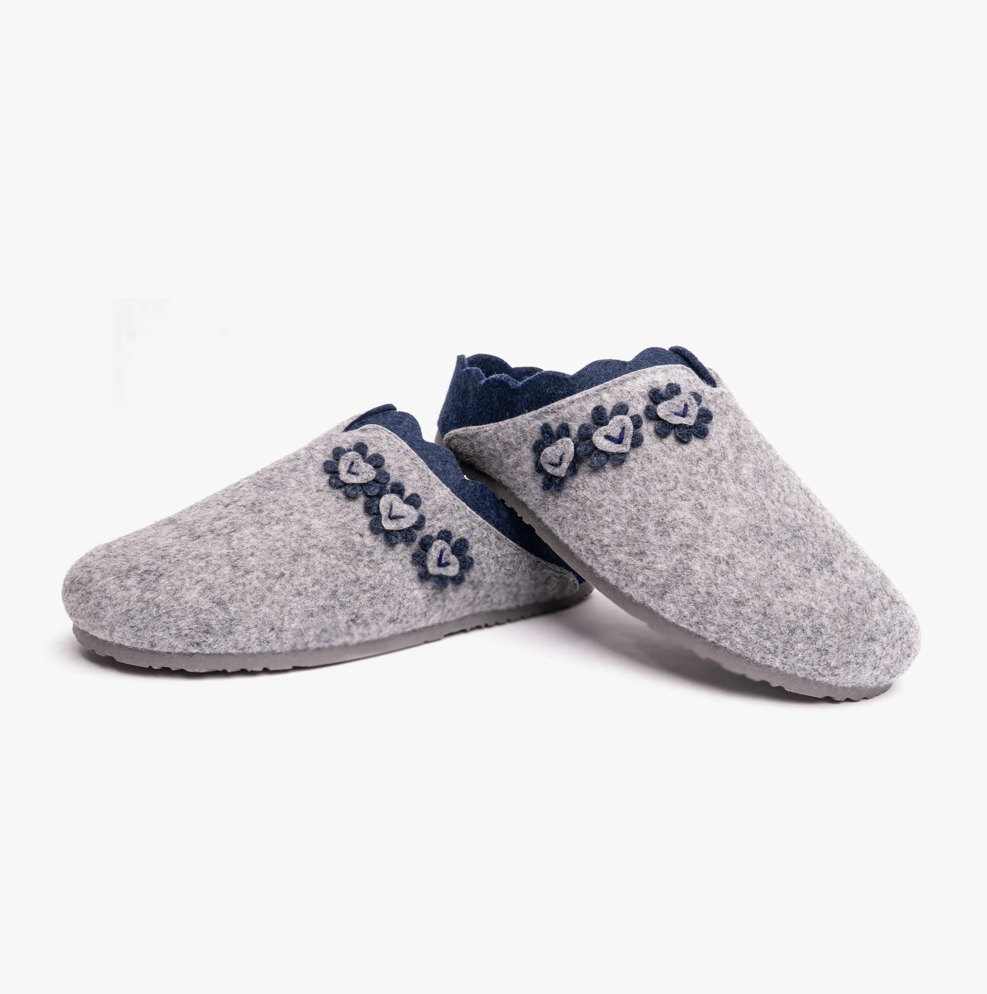 Dr Keller HEART Womens Mule Slippers Grey