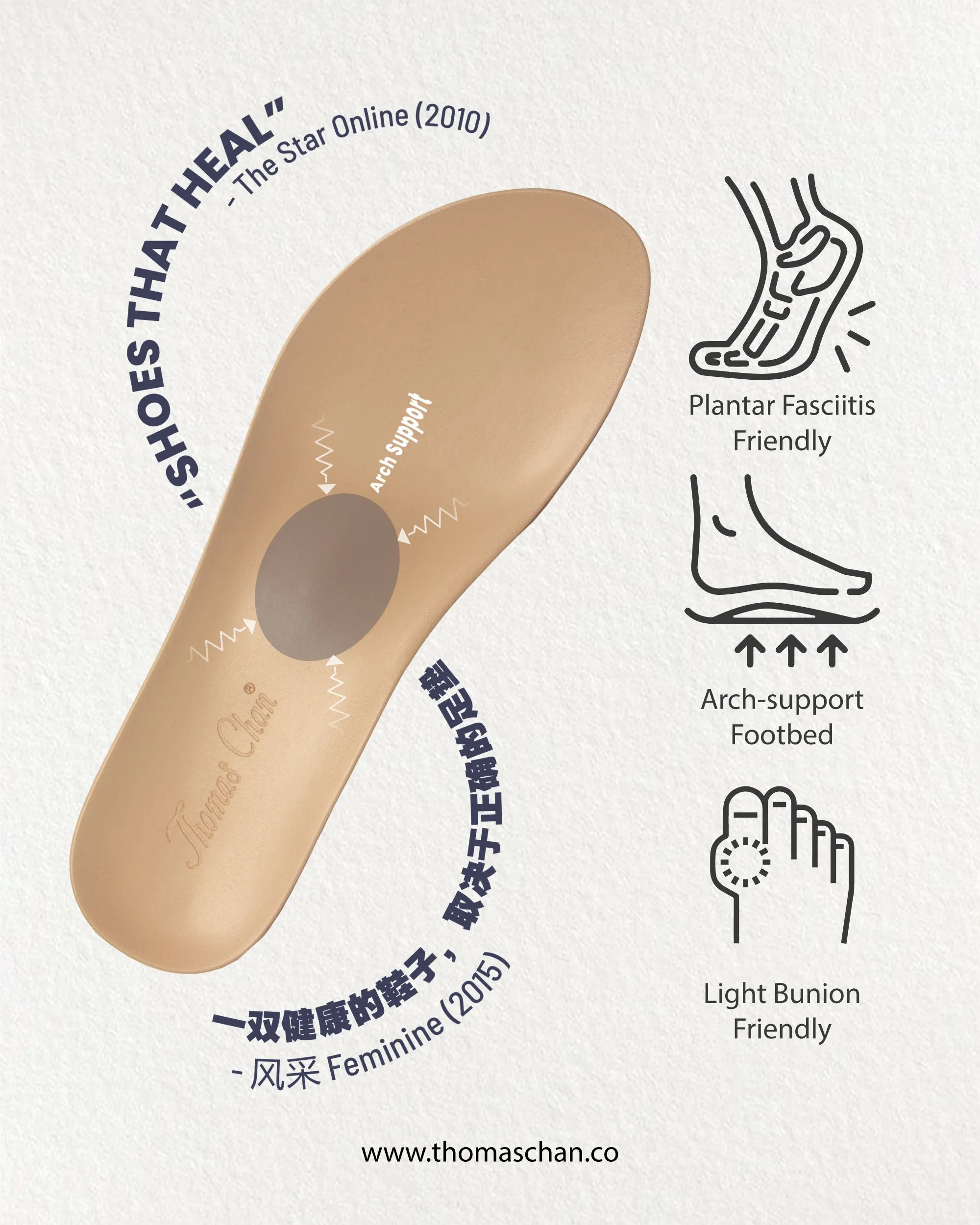 H-Strap Low Wedge Slides 2" inch [Arch-legance Series]