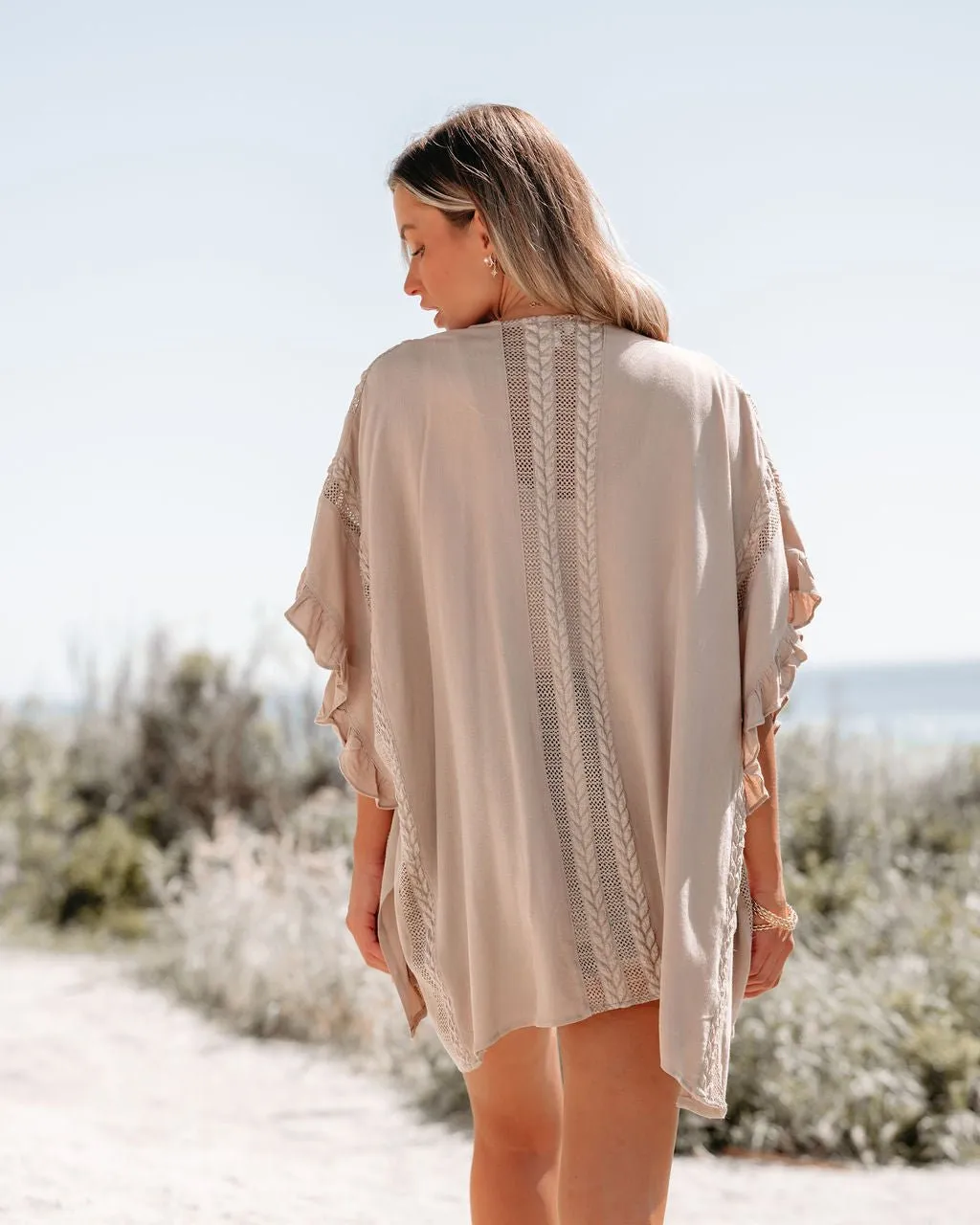 Latte Open Front Textured Kimono - FINAL SALE