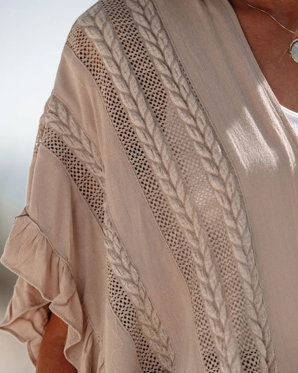 Latte Open Front Textured Kimono - FINAL SALE