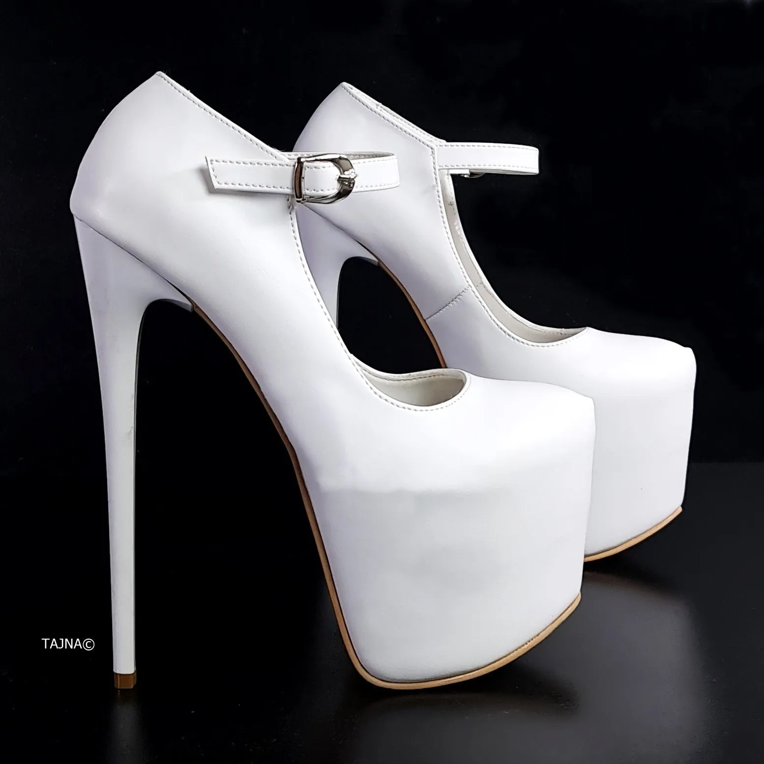 Modern Mary Jane White High Heels