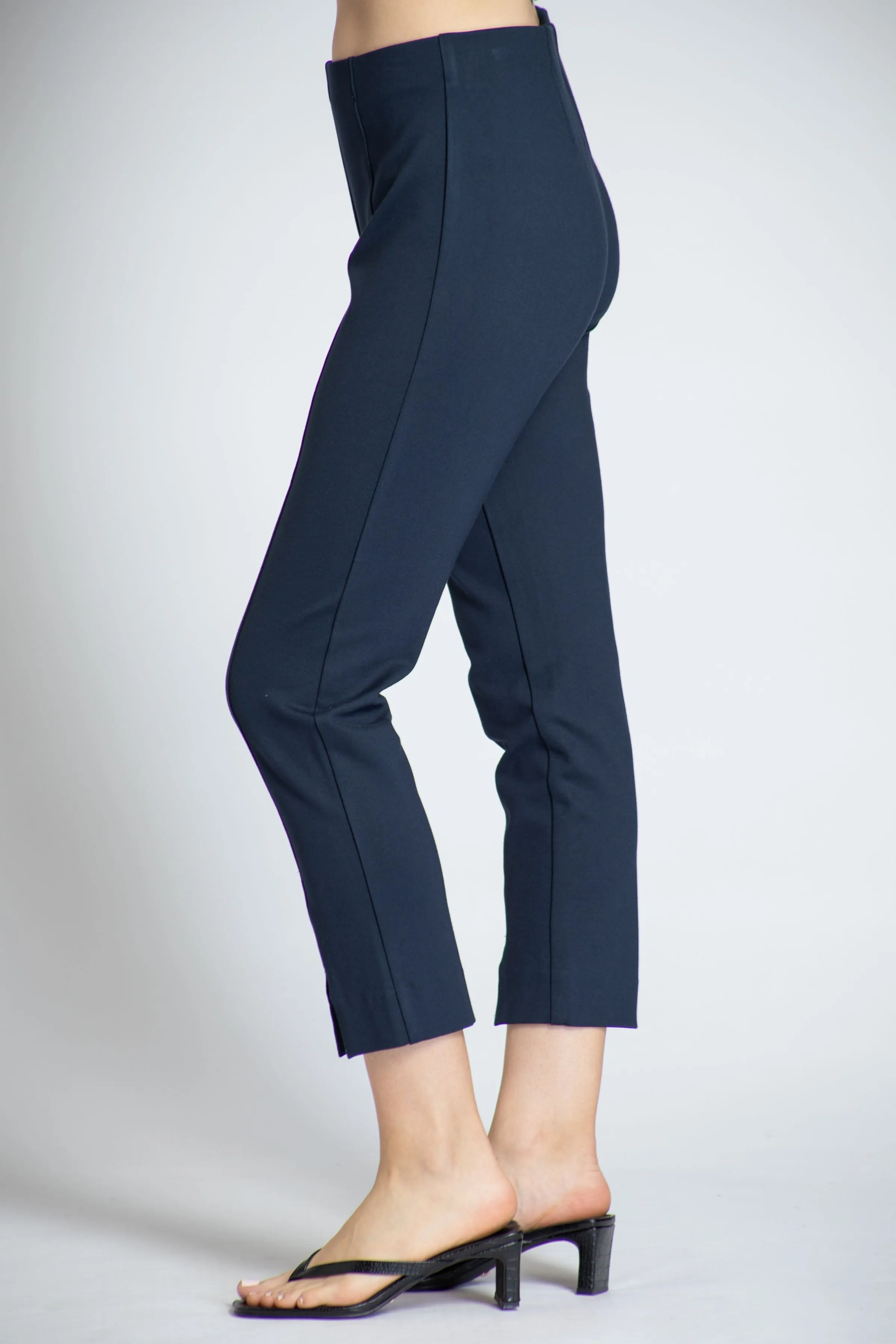 Pull-on Crop Pant With Split Hem - Navy