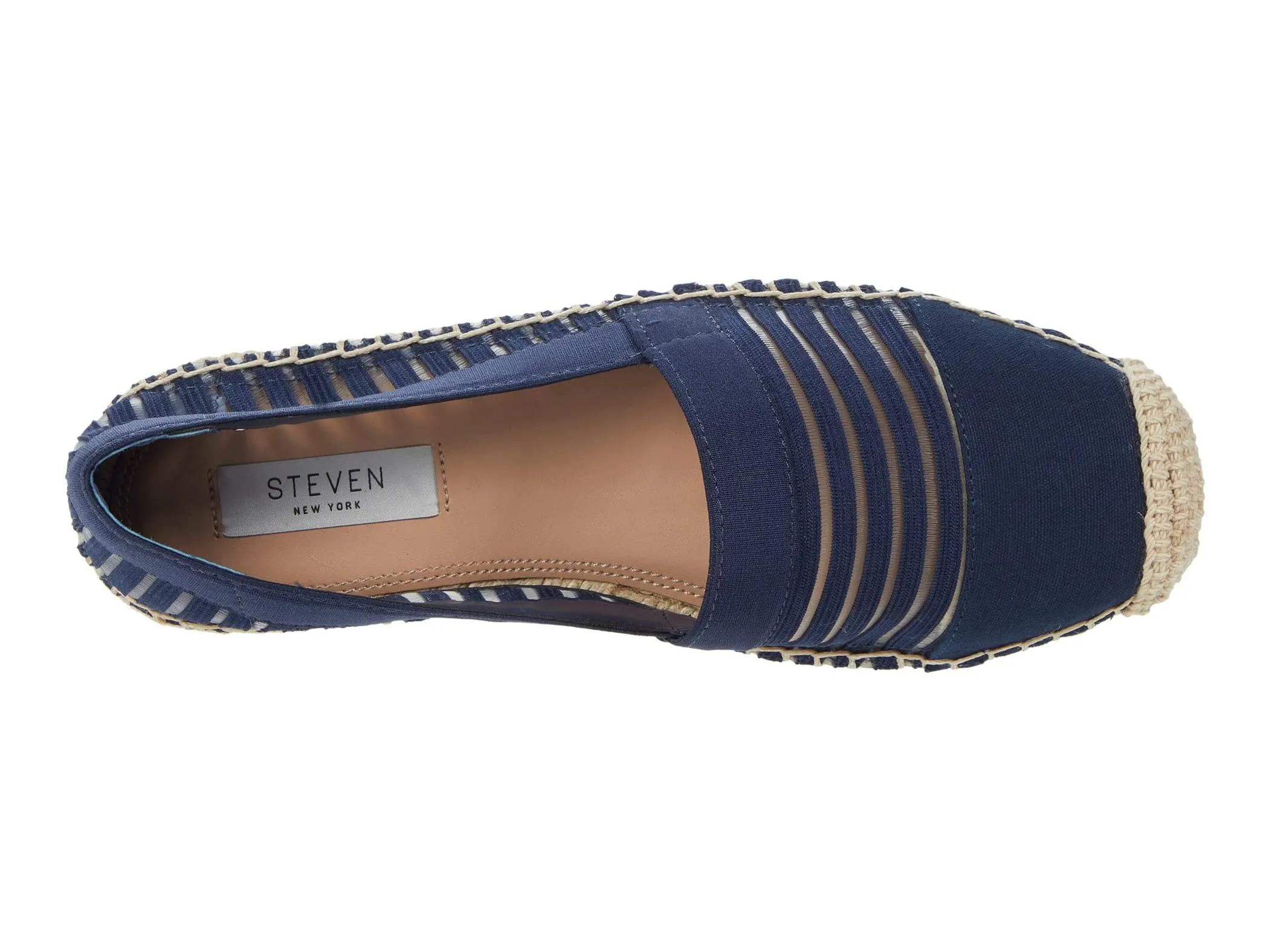 Steven Steve Madden Haleen Flatform Espadrille Slip-On Loafer Shoe NAVY MULTI
