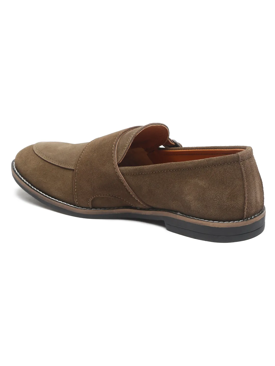 Teakwood Leather Men Solid Olive Round-Toe Monks- Clearance sale